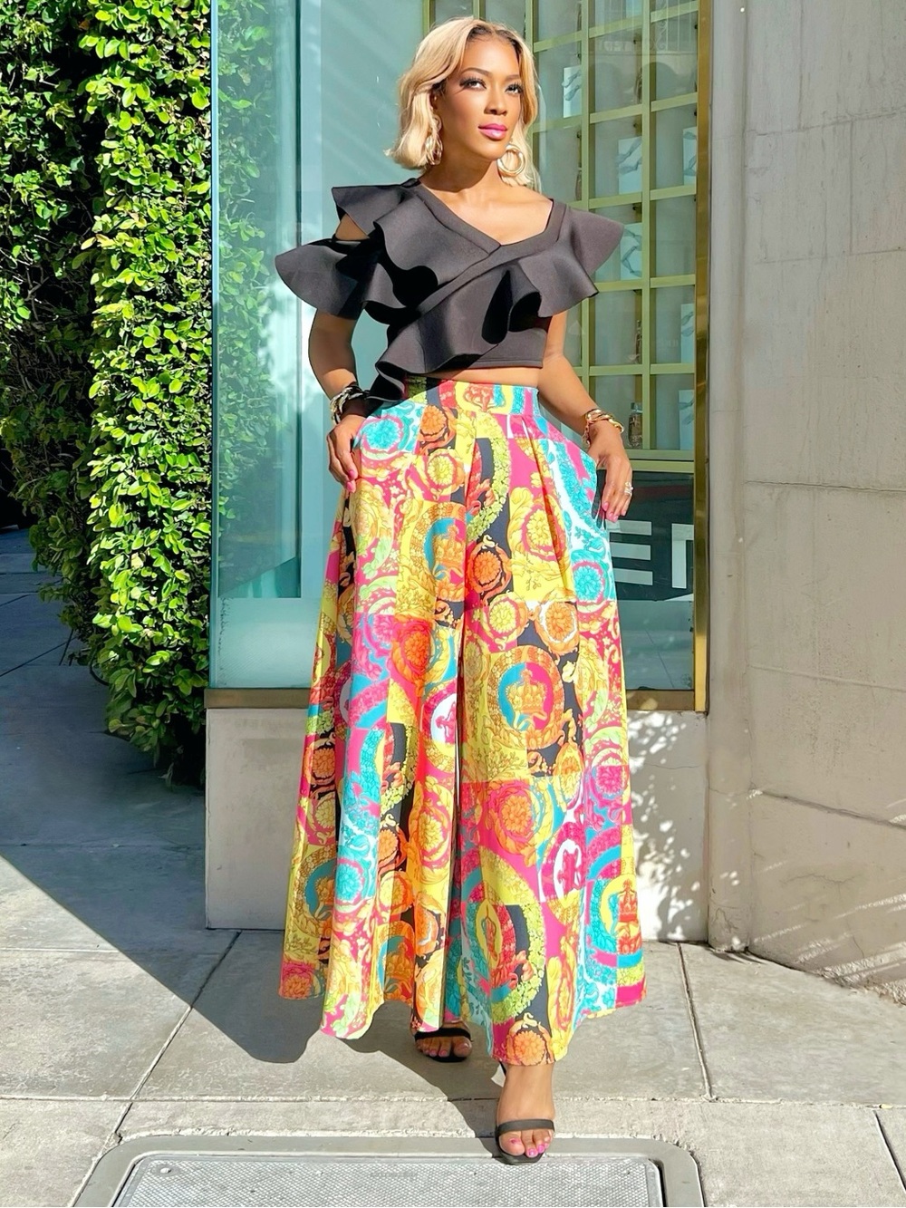 Multicolor Printed Maxi Pallazo Pants